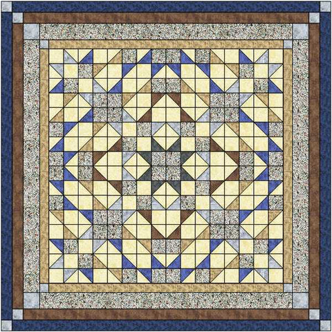 Easy Quilt Kit Shadow Illusion Queen size Blue and Brown /Precut/Ready to Sew!!