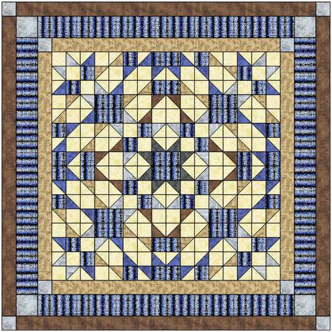 Easy Quilt Kit Shadow Illusion Blue and Brown /Precut/Ready to Sew!!
