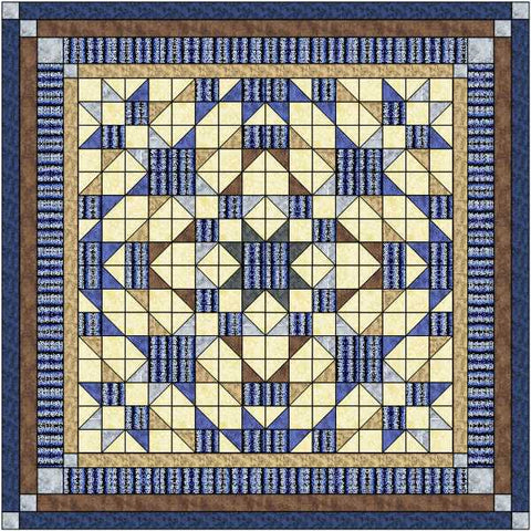 Easy Quilt Kit Shadow Illusion Queen size Blue and Brown /Precut/Ready to Sew!!