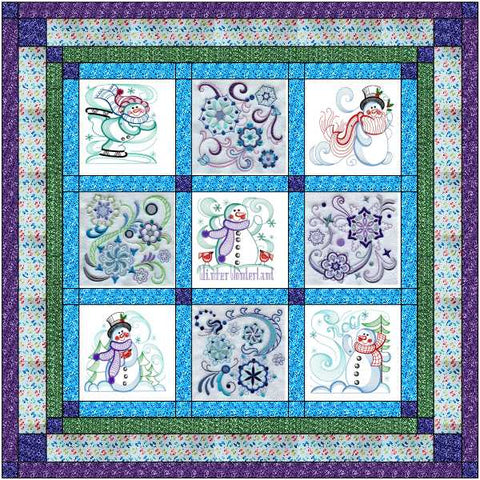 Quilt Kit Snowy Winter Wonderland/Ready2Sew/w Finished Embroidery Blocks