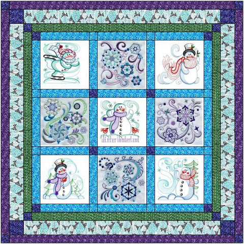 Quilt Kit Snowy Winter Wonderland/Ready2Sew/w Finished Embroidery Blocks