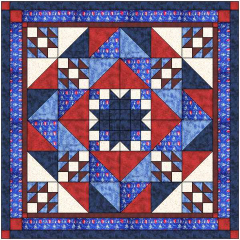 Easy Quilt Kit Star Medallion Patriotic/Precut/Ready to Sew!! 69" X 69"