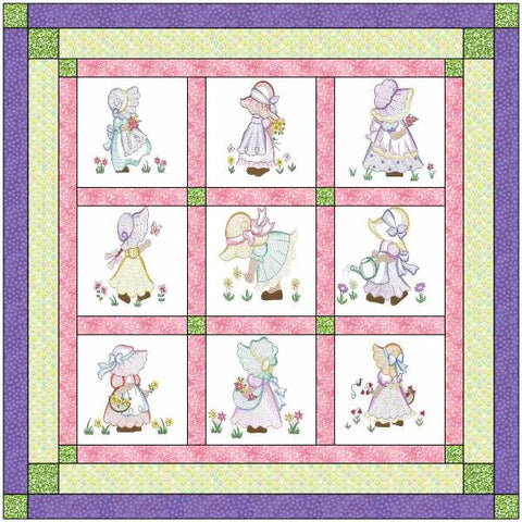 Quilt Kit/Sun Bonnet Babies/ Baby Girl Quilt Kit/Precut Fabric Ready2Sew