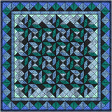 Easy Quilt Kit Tumbling Pinwheel Blue & Green Queen/Precut/Ready to Sew!!