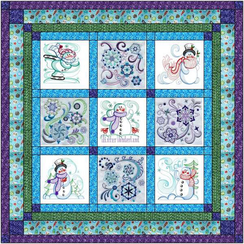 Quilt Kit Snowy Winter Wonderland/Ready2Sew/w Finished Embroidery Blocks