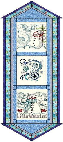 Quilt Kit Table Runner/Snowy Christmas Wonderland/w Finished Embroidery Blocks