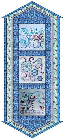 Quilt Kit Table Runner/Snowy Christmas Wonderland/w Finished Embroidery Blocks
