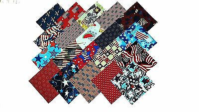 80 5 inch Quilting Fabric Sqs/Patriotic MEDLEY/Red/Wht/Blue