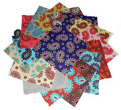 60 5" Quilting Fabric Sqs/Bright Poppin Paisleys Charm Pack