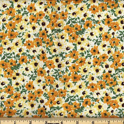 Flower Patch Florals Yellow/Gold 100% Cotton BY THE YARD!!!