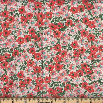 Flower Patch Florals Coral 100% Cotton BY THE YARD!!!