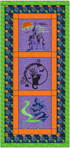 Quilt Kit Happy Halloween Wall Hanging/Ready2Sew/w Finished Embroidery Blocks