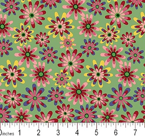 Quilting fabric Flower Power Sage 100% Cotton BY THE YARD!!!