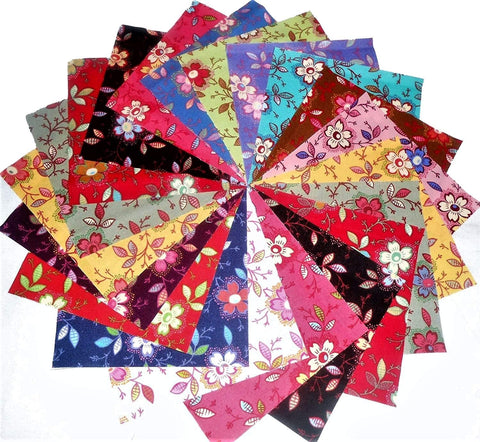 40 5 Quilting Fabric Squares BEAUTIFUL ASIAN FLORAL – Material Maven  Quilting