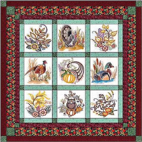 Quilt Kit/Autumn/Ready2Sew/w Finished Embroidery Blocks