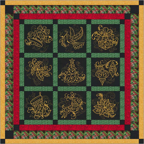 Quilt Kit/Christmas Elegance/Ready2Sew/w Finished Embroidery Blocks