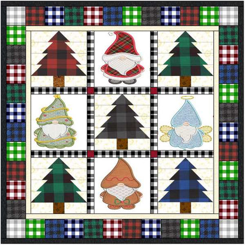 Quilt Kit Christmas Gnome Kind of Day/Precut Ready to Sew with Adhesive Backing