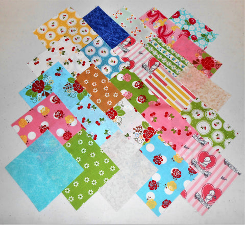 50 5 inch charm pack By Riley Blake Sew Cherry 2/Bright Spring