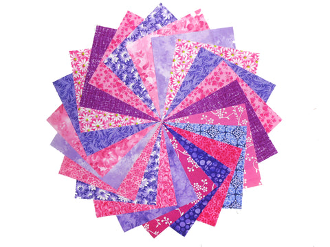 60 5" Quilting Fabric Squares PURPLE & PINKS