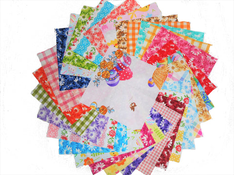 60 5 Inch Joyful Easter Day Quilting Fabric Squares/Charm Pack