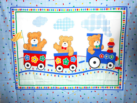 Teddy Bear and Train Quilt Panel 36" X 43"