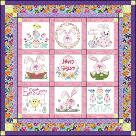Quilt Kit Happy Easter Eggs/Ready2Sew/w Finished Embroidery Blocks