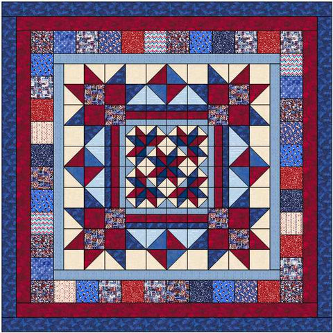 Quilt Kit/Hometown Hero/Patriotic Red White Blue/Pre-cut Fabric Ready To Sew/Full