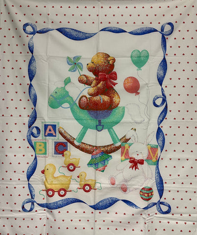 Nursery Bear Quilt Panel 36" X 43" with backing