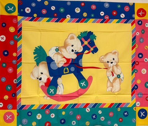 Three Little Bears Quilt Panel 36" X 43" with backing