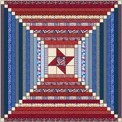 Quilt Kit Patriotic Couthouse Steps/Precut Ready to Sew/Easy Strip/Beginner