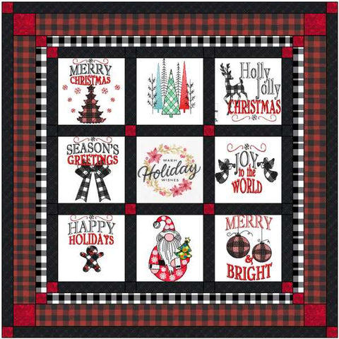 Quilt Kit It's a Buffalo Check Christmas/Ready2Sew/w Finished Embroidery Blocks