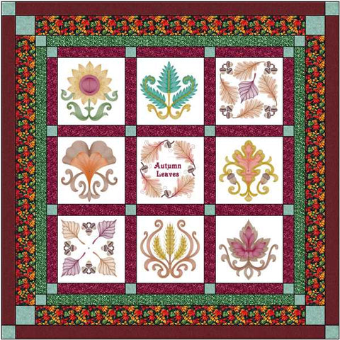 Quilt Kit/Autumn Leaves/Ready2Sew/w Finished Embroidery Blocks