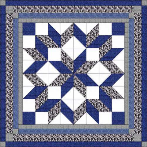 Quilt Kit Carpenter Wheel/ Blue/Black/Gray Camo/Pre-cut Fabric