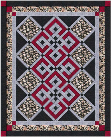 Quilt Kit Celtic Roads Red, Black and Gray