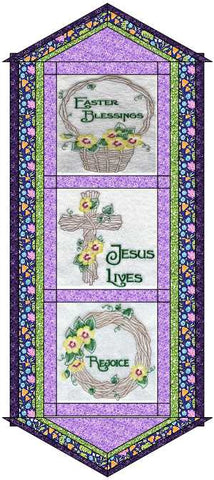 Quilt Kit Table Runner/Easter/He Has Risen/Ready2Sew/w Finished Embroidery Blocks