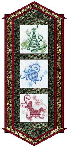 Quilt Kit Table Runner/Christmas Memories/Ready2Sew/w Finished Embroidery Blocks
