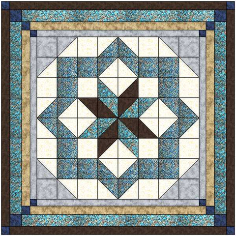 Quilt Kit/Constellation Blues and Browns /Pre-cut Fabrics Ready to Sew