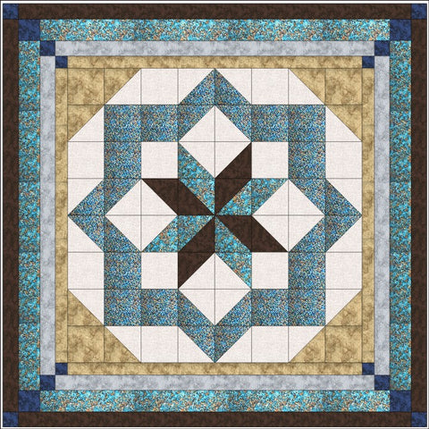 Quilt Kit/Constellation Blues and Browns Queen/Pre-cut Fabrics Ready to Sew