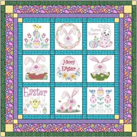 Quilt Kit Happy Easter Bunny/Ready2Sew/w Finished Embroidery Blocks