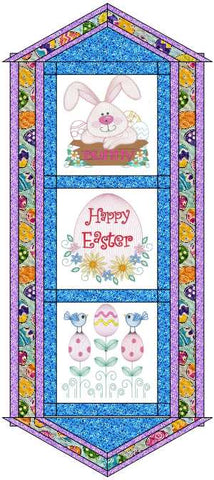 Quilt Kit Happy Easter Eggs Table Runner/Ready2Sew/w Finished Embroidery Blocks