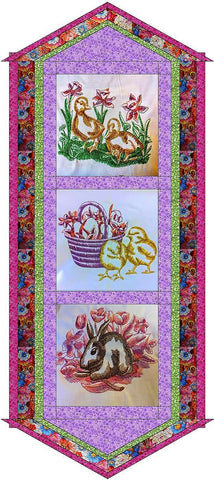 Quilt Kit Table Runner/Easter Celebration/Ready2Sew/w Finished Embroidery Blocks