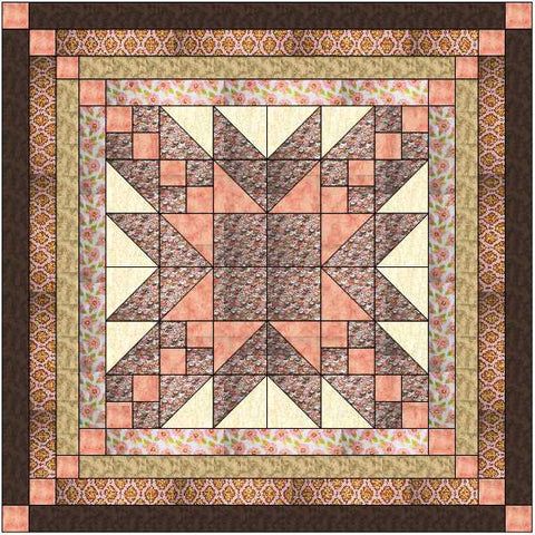 Elegant Star Neutral Quilt kit/Peach Tree/Precut Ready to Sew