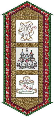 Quilt Kit Table Runner/Gingerbread Christmas/Ready2Sew/w Finished Embroidery Blocks