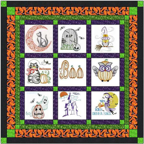 Quilt Kit/Halloween Boo!/Ready2Sew/w Finished Embroidery Blocks