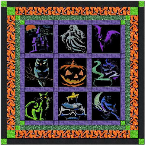 Quilt Kit/Halloween Shadows/Ready2Sew/w Finished Embroidery Blocks