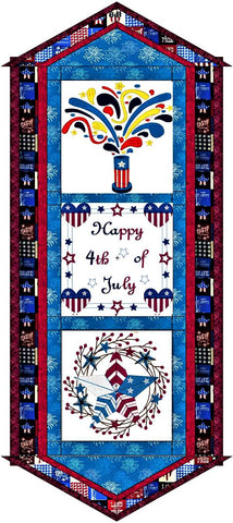 Quilt Kit/Patriotic Happy 4th of July/Table Runner/Ready2Sew/w Finished Embroidery Blocks