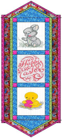 Quilt Kit Table Runner/Happy Easter/Ready2Sew/w Finished Embroidery Blocks