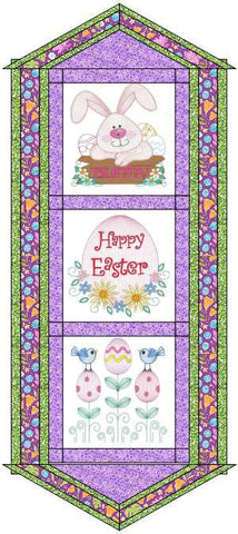 Quilt Kit Happy Easter Bunny Table Runner/Ready2Sew/w Finished Embroidery Blocks