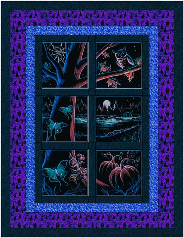Quilt Kit/Halloween Haunted View/Ready2Sew/w Finished Embroidery Blocks
