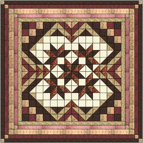 Easy Quilt Kit Heavens Variation Burgandy, Rose, Brown/Queen/Precut/Ready to Sew!!